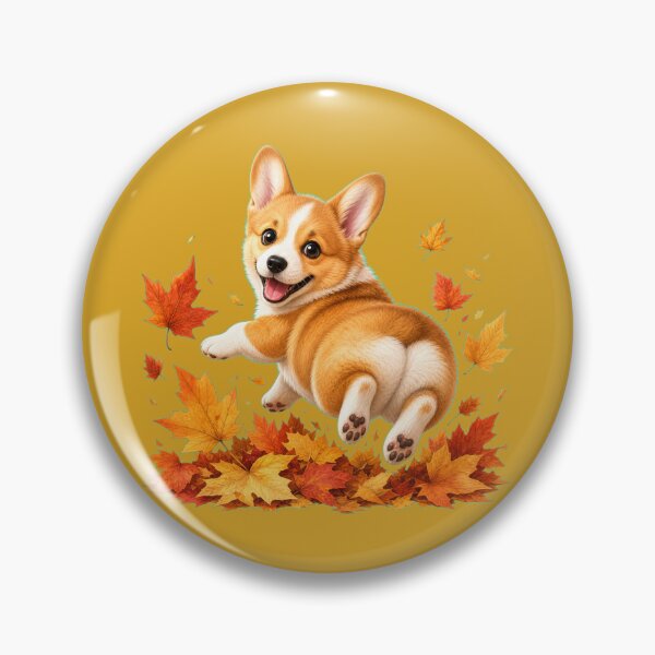 Item preview, Playful Corgi Puppy in Autumn Leaves designed and sold by DarVibe Designs.