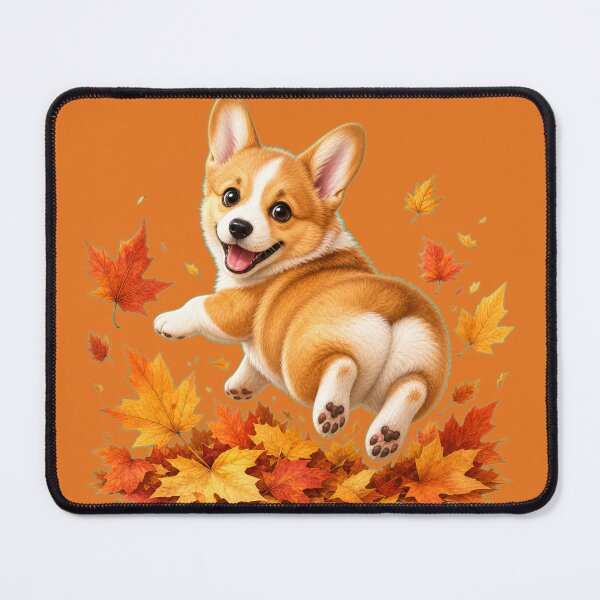 Item preview, Playful Corgi Puppy in Autumn Leaves designed and sold by DarVibe Designs.