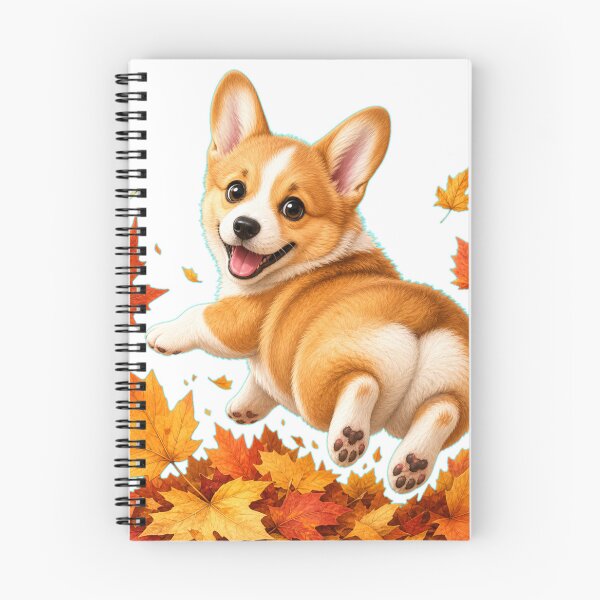 Item preview, Playful Corgi Puppy in Autumn Leaves designed and sold by DarVibe Designs.