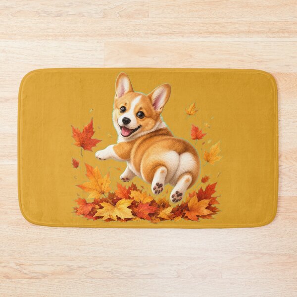 Item preview, Playful Corgi Puppy in Autumn Leaves designed and sold by DarVibe Designs.