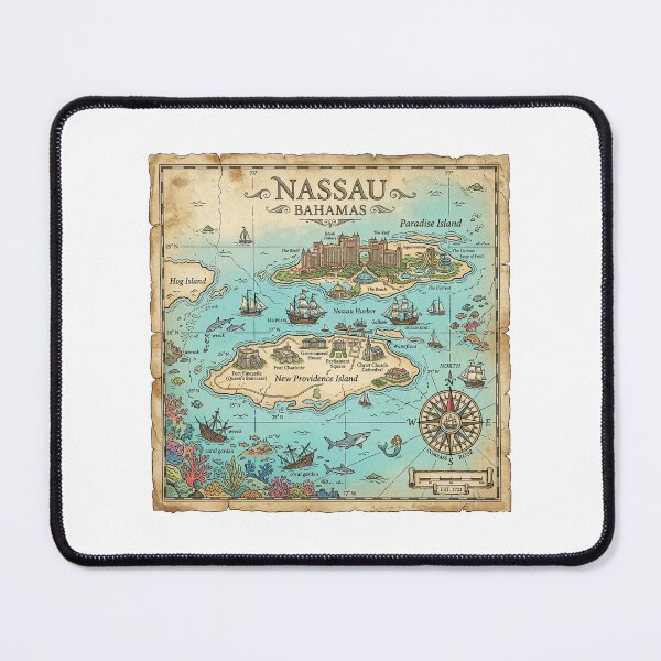 Item preview, Nassau Map Vintage Nautical Treasure Art designed and sold by DuckOddity.