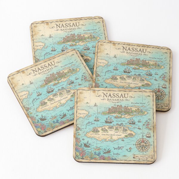 Item preview, Nassau Map Vintage Nautical Treasure Art designed and sold by DuckOddity.