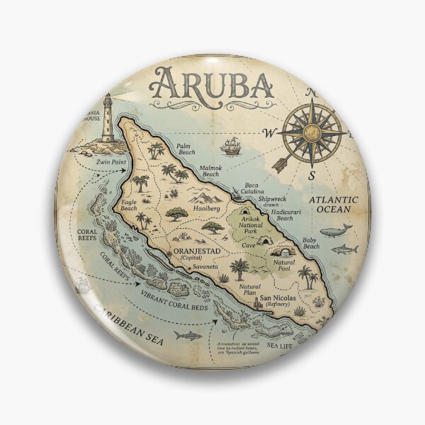 Item preview, Aruba Map Vintage Nautical Treasure Art designed and sold by DuckOddity.
