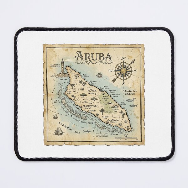 Item preview, Aruba Map Vintage Nautical Treasure Art designed and sold by DuckOddity.