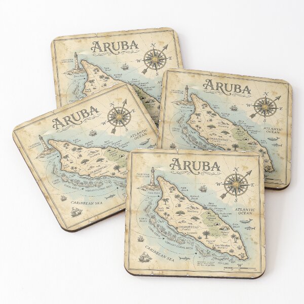 Item preview, Aruba Map Vintage Nautical Treasure Art designed and sold by DuckOddity.