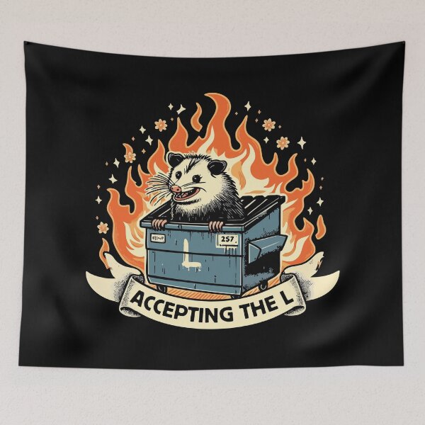Item preview, Accepting The L Opossum Dumpster Fire Funny Sarcastic Meme  designed and sold by Scaryzz.