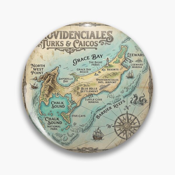 Item preview, Providenciales Map Vintage Nautical Treasure Art designed and sold by DuckOddity.