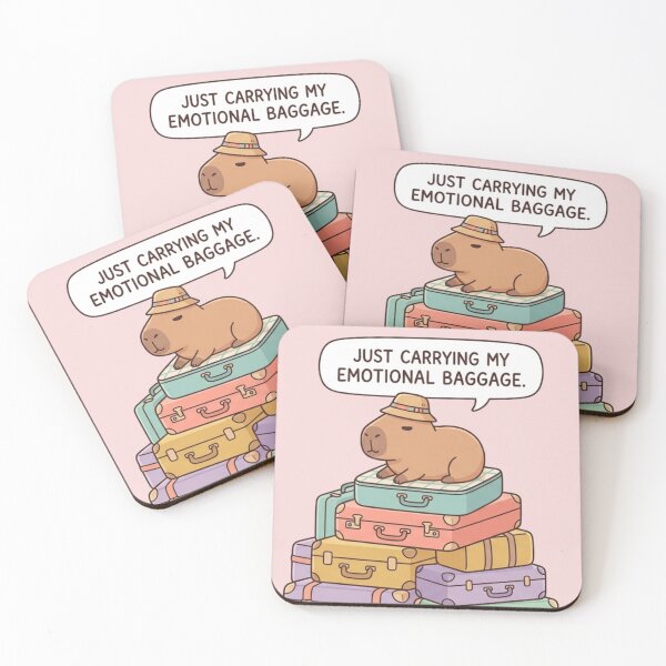 Item preview, Cute Traveling Capybara Emotional Baggage Funny Meme designed and sold by SoftAuraStudi0.