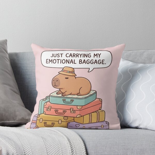 Item preview, Cute Traveling Capybara Emotional Baggage Funny Meme designed and sold by SoftAuraStudi0.