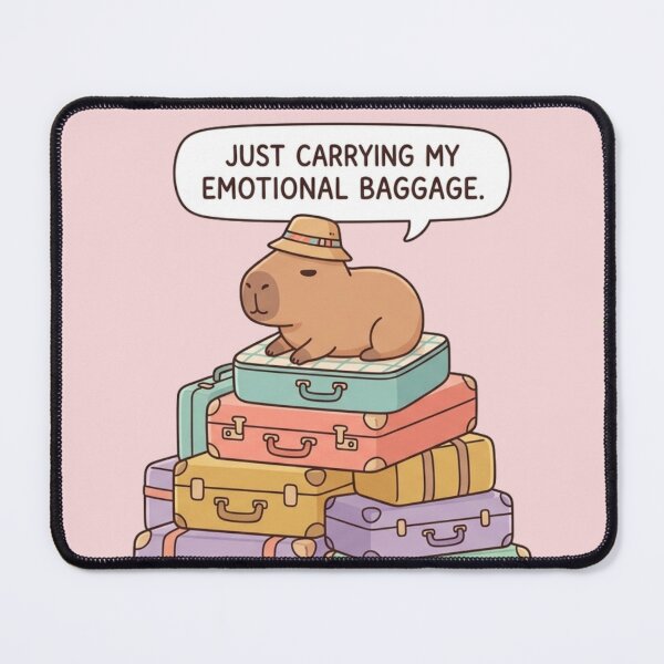Item preview, Cute Traveling Capybara Emotional Baggage Funny Meme designed and sold by SoftAuraStudi0.