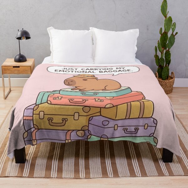 Item preview, Cute Traveling Capybara Emotional Baggage Funny Meme designed and sold by SoftAuraStudi0.