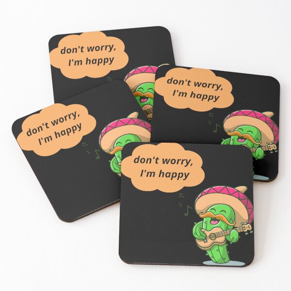 Item preview, Don't Worry I'm Happy Funny Singing Cactus Mariachi designed and sold by PiksyPiksyArt.