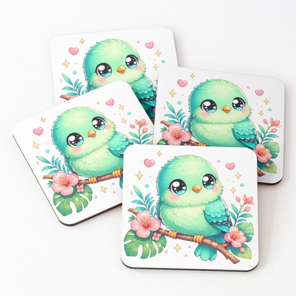 Item preview, Kawaii Turquoise Tanager Bird – Cute Tropical Chibi Pastel Animal designed and sold by MarekoraStudio.