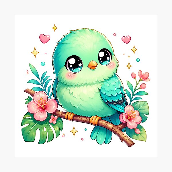 Item preview, Kawaii Turquoise Tanager Bird – Cute Tropical Chibi Pastel Animal designed and sold by MarekoraStudio.