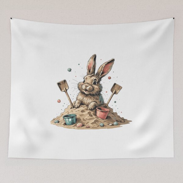 Item preview, Bunny Building Sandcastle designed and sold by AQUILAKREO.