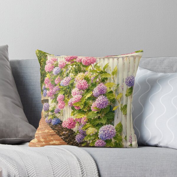 Item preview, Hydrangeas of Edgartown II Daydream - Ombre Blooms Against a White Fence designed and sold by Loveisthebtwd.