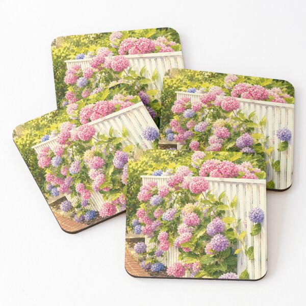 Item preview, Hydrangeas of Edgartown II Daydream - Ombre Blooms Against a White Fence designed and sold by Loveisthebtwd.