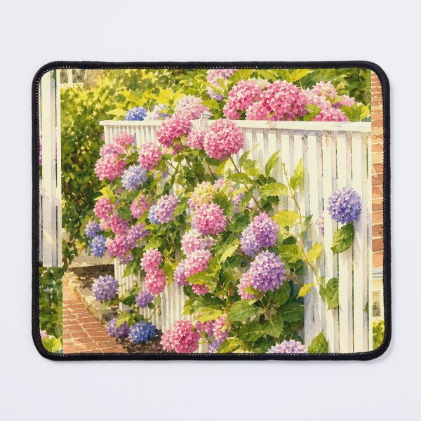 Item preview, Hydrangeas of Edgartown II Daydream - Ombre Blooms Against a White Fence designed and sold by Loveisthebtwd.