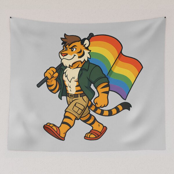 Artikelvorschau, LGBTQ Tiger Furry Pride Flagge März entworfen und verkauft von BlueBullBazaar.