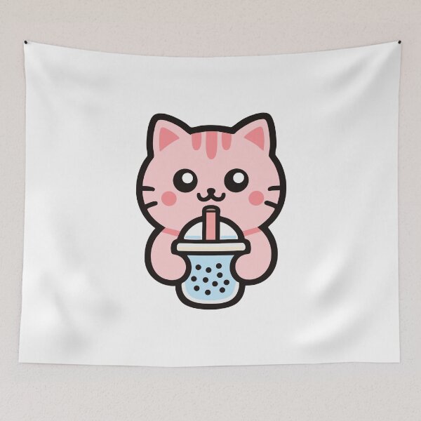 Item preview, Cute Kawaii Cat Drinking Bubble Tea designed and sold by IYI.