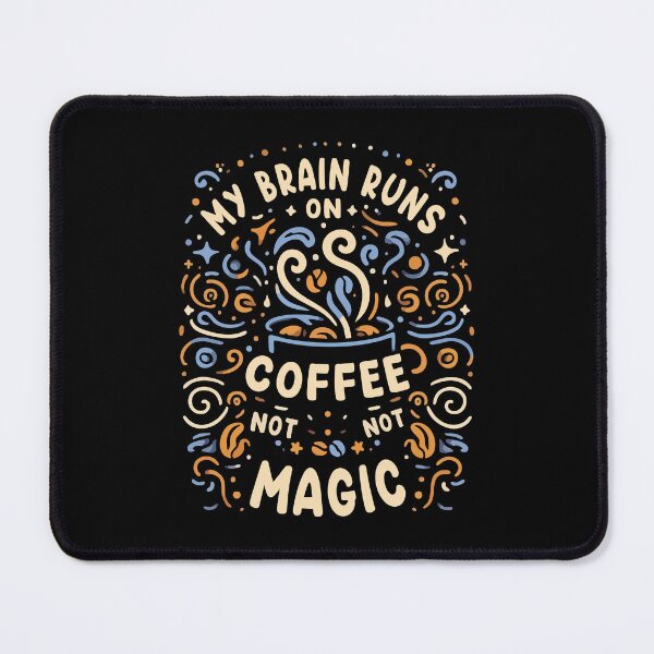 Item preview, My Brain Runs On Coffee Not Magic Vintage Retro Funny Coffee Lover  designed and sold by Scaryzz.