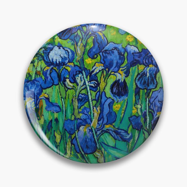 Item preview, Blue Irises in Bloom – Painterly Garden Masterpiece Inspired by Van Gogh designed and sold by Analog Aura .