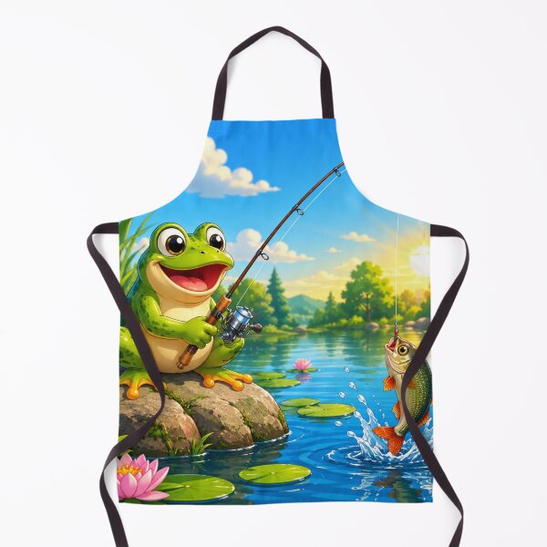 Item preview, Funny Frog Fishing Cartoon. designed and sold by HorrorInkStudio.