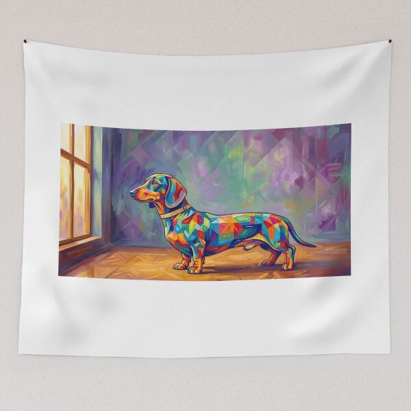 Item preview, Dachshund at the window Pop Art Portrait designed and sold by Pfotenfaden.
