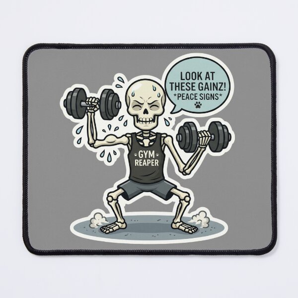 Item preview, Funny Skeleton Dumbbell Workout – Look At These Gainz Gym Reaper Humor designed and sold by BreezifyDesignStudio.