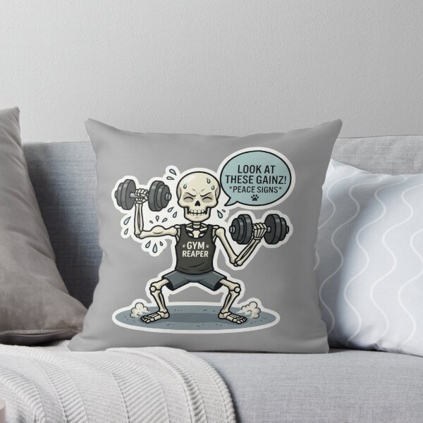 Item preview, Funny Skeleton Dumbbell Workout – Look At These Gainz Gym Reaper Humor designed and sold by BreezifyDesignStudio.