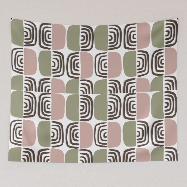 Item preview, Dark Retro Boho Arch Pattern – Earthy Mid Century Abstract Design designed and sold by Barelythere2324.