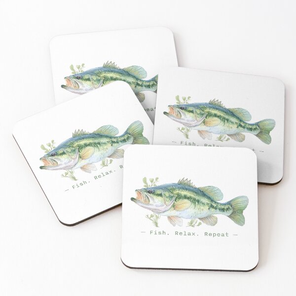 Item preview, Fish Relax Repeat — Largemouth Bass Watercolor Fishing Shirt Design designed and sold by EnlivenDesigns.