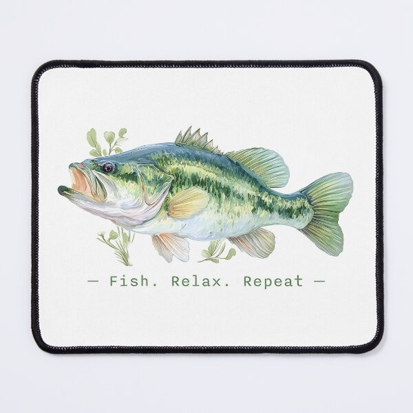 Item preview, Fish Relax Repeat — Largemouth Bass Watercolor Fishing Shirt Design designed and sold by EnlivenDesigns.