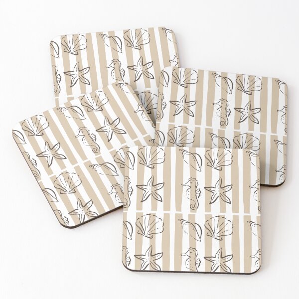 Item preview, Coastal Sea Life Stripe Pattern – Minimal Nautical Boho Design designed and sold by Barelythere2324.