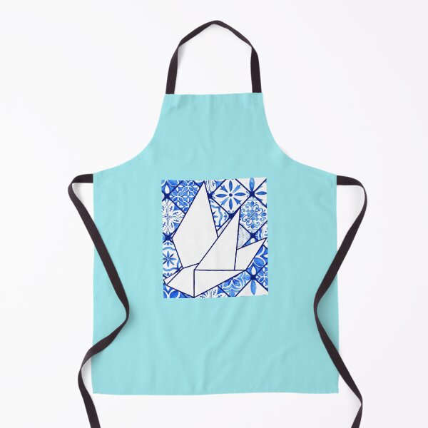 Item preview, White Origami Dove on Blue Azulejo Tile – Geometric Portuguese Style Art designed and sold by Mandarynkashop.