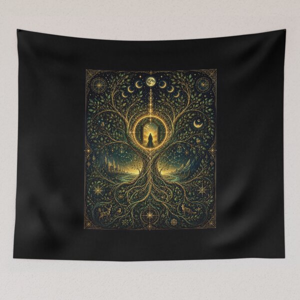 Item preview, Celestial Tree of Life Mystic Portal Fantasy Wall Art designed and sold by Swanny's Custom T-shirt and Gift Designs.