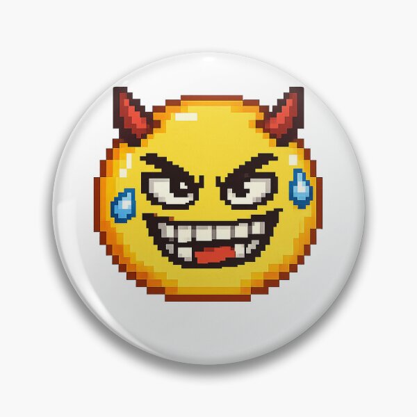 Item preview, Evil Grin Pixel Emoji – Retro 8 Bit Mischievous Reaction Sticker designed and sold by ANiyati.