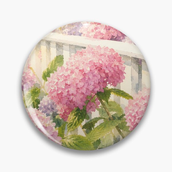 Item preview, Hydrangeas of Edgartown III Daydream - Pink & Purple Ombre Blooms Against a White Fence designed and sold by Loveisthebtwd.