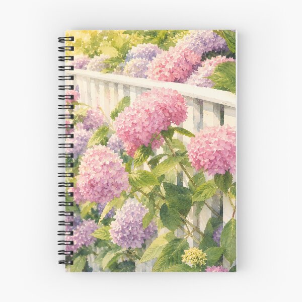 Item preview, Hydrangeas of Edgartown III Daydream - Pink & Purple Ombre Blooms Against a White Fence designed and sold by Loveisthebtwd.