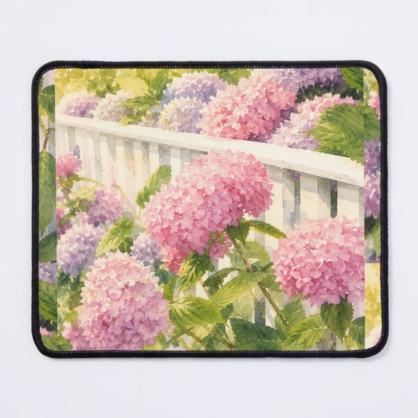Item preview, Hydrangeas of Edgartown III Daydream - Pink & Purple Ombre Blooms Against a White Fence designed and sold by Loveisthebtwd.