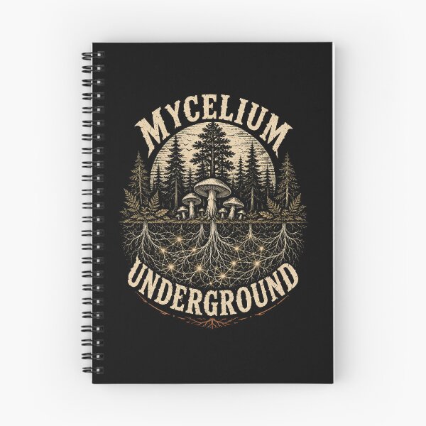 Aperçu de l'œuvre Graphique de forêt de champignons souterraine mycélienne créée et vendue par curiouschimp.