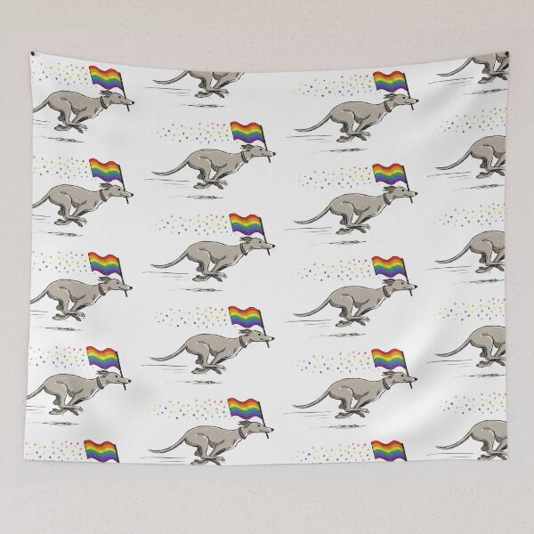 Item preview, Dog Running with Rainbow Flag LGBTQ Gay Pride Italian Greyhound Cute Whippet designed and sold by Jenn Inashvili.