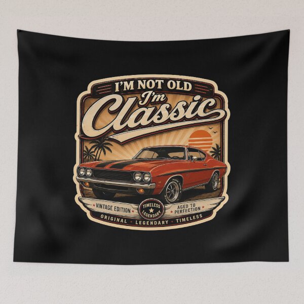 Item preview, I’m Not Old I’m Classic Vintage Muscle Car Retro Sticker Graphic designed and sold by Swanny's Custom T-shirt and Gift Designs.