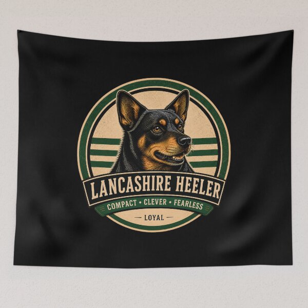 Item preview, Lancashire Heeler Vintage Badge Shirt – Compact Clever Fearless Loyal designed and sold by Swanny's Custom T-shirt and Gift Designs.