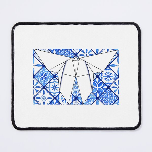 Item preview, White Origami Butterfly on Blue Azulejo Tile – Minimalist Geometric Art designed and sold by Mandarynkashop.