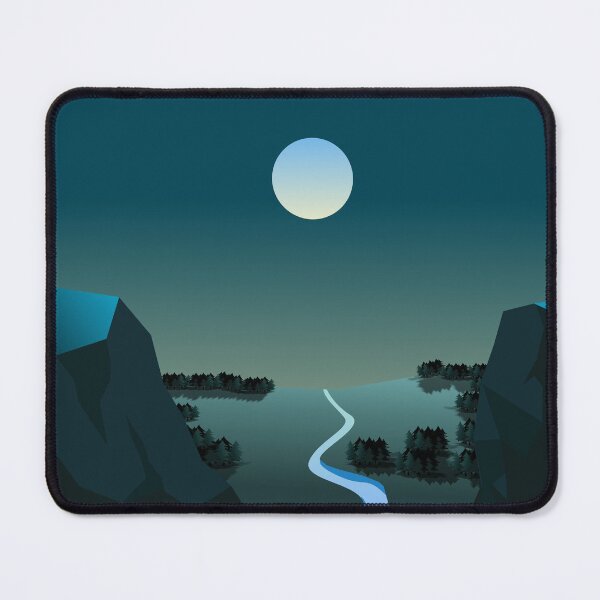 Item preview, Mystic Gorge at Night Landscape Art Print, Dark Teal Mountain Wall Art, Modern Geometric Nature Decor, Moonlit Valley Poster designed and sold by Digital Vector GB.