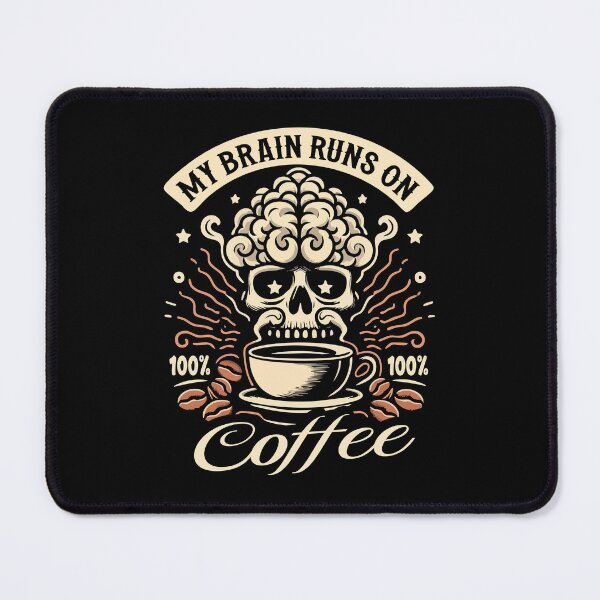 Item preview, My Brain Runs On Coffee Skull Funny Caffeine Lover Dark Humor designed and sold by Scaryzz.