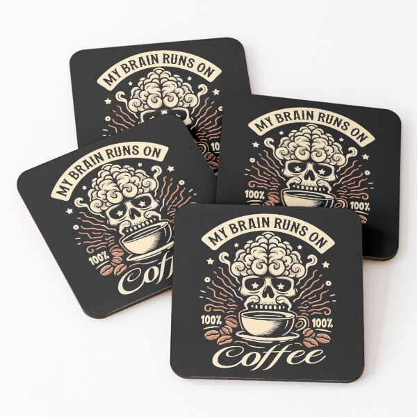 Item preview, My Brain Runs On Coffee Skull Funny Caffeine Lover Dark Humor designed and sold by Scaryzz.