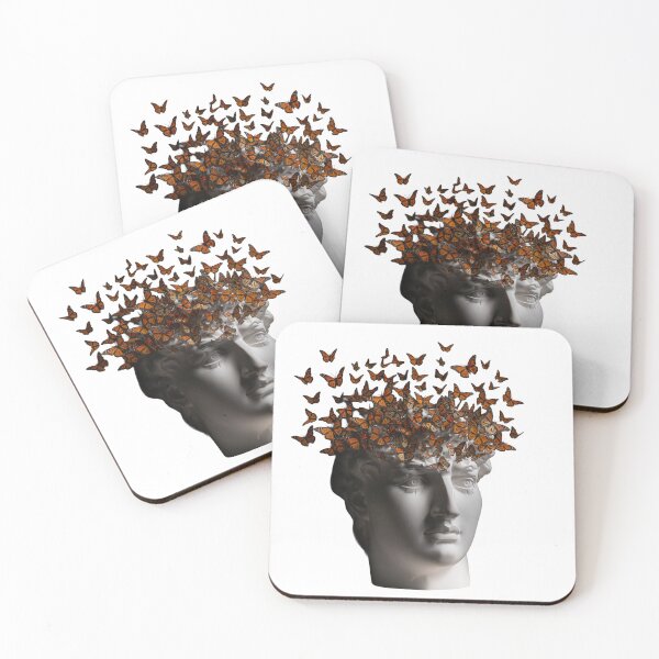 Item preview, Classical Statue Head with Erupting Monarch Butterflies designed and sold by NicoVeithen.