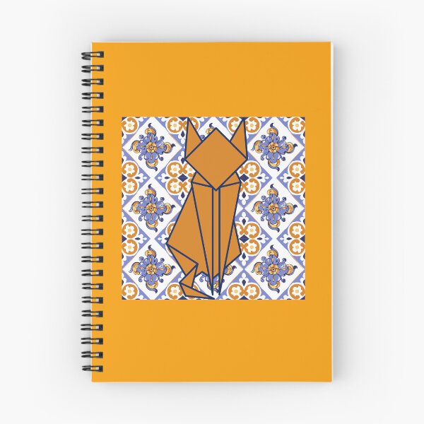 Item preview, Orange and Blue Origami Fox on Matching Azulejo Tile – Cohesive Geometric Art designed and sold by Mandarynkashop.